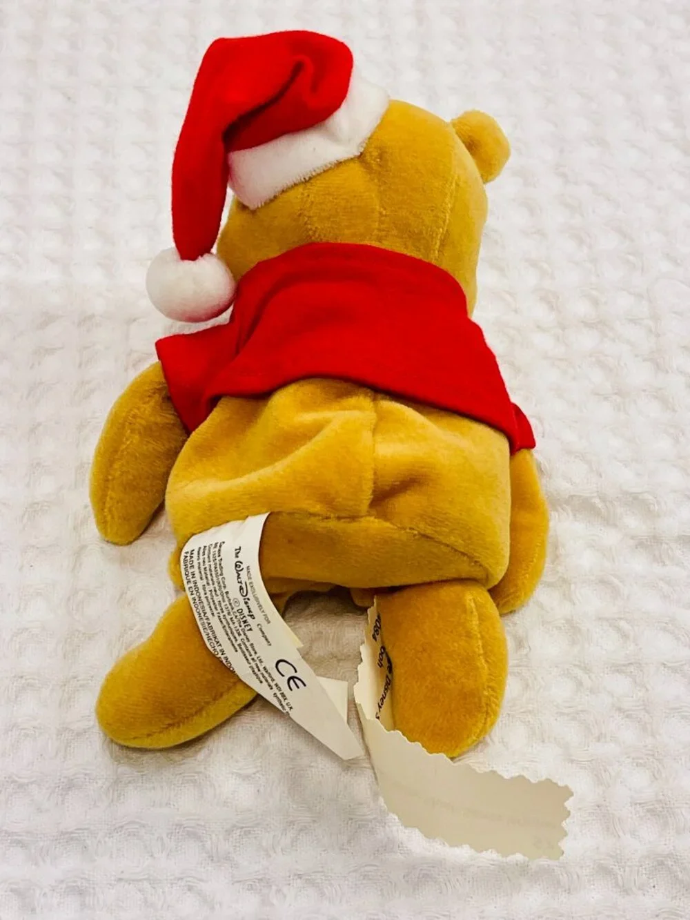Vintage Disney Store Beanie Baby Plush Santa Winnie the Pooh